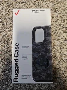 NEW Verizon Rugged Case 2022 iPhone 14 Pro 6.1” Black Camo Magnetic Charging - Picture 1 of 3