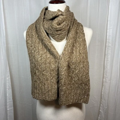 L.L. Bufanda tejida con cable Bean para mujer marrón jaspeado marfil Foto 1 de 4