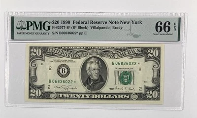 1990 $20 Federal Reserve Twenty Dollar Note. PMG MS 66. Star. - Image 1 of 3