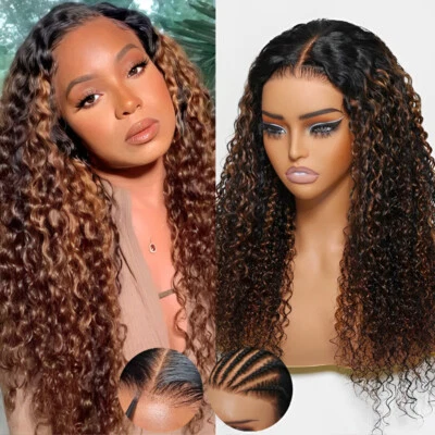 UNICE Peluca Brasileña Ombre Marrón Rizado Adiós Nudos Precortados Encaje Frontal Cabello Humano Foto 1 de 4