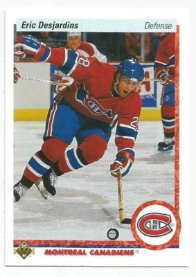 ERIC DESJARDINS 1990-91 UPPER DECK ROOKIE CARD NEAR MINT+ CONDITION - Image 1 of 2