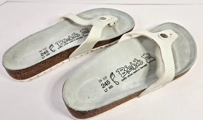 女士 Birki 凉鞋 7 码 - 完好绿色条纹 - 德国制造 — 第 1/4 张图片