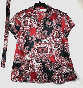 Paisley Design by Cato Damen Bluse mit Knopfleiste und Gürtel, versteckte Knöpfe, 18/20W - Bild 1 von 6