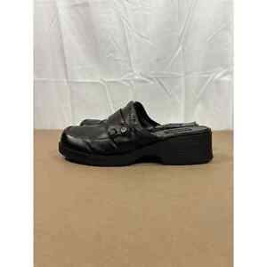Vintage Y2K Route 66 Chunky Heel Platform Black Mules Clogs Shoes Womens Size 10