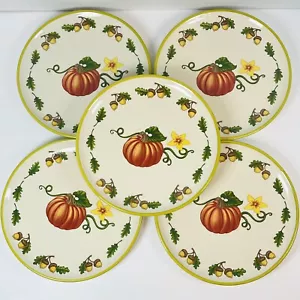 Temptations by Tara Seasonal Plates Fall Pumpkin Leaves Acorns Harvest 8" Lot 5 - Picture 1 of 4