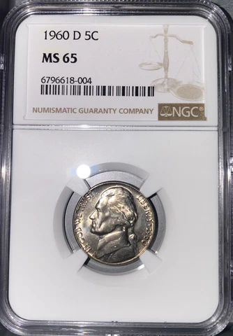 1960 D Jefferson Nickel - NGC MS65 Cover