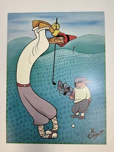 Xavier Cugat Framed Skinny Golfer Caddy Print 23.75” x 17.75” GnuFoundArt - Picture 1 of 10