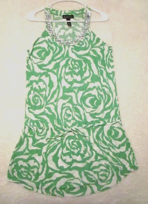 INC 绿色/白色无袖赛车海滩裙/遮瑕 - M 码 — 第 1/4 张图片