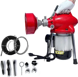 Drain Cleaner Machine 3 Cables Electric Drain Auger 250W for 3/4" to 4" Pipes - Picture 1 of 7