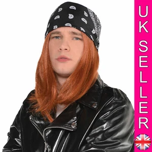 Hard Rocker Kit. Wig & Bandana, Hogan Biker Rock Star Axle Rose Band Kurt Co - Picture 1 of 3