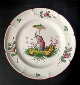 ASSIETTE DECORATIVE FAIENCE DECOR AU CHINOIS ST CLEMENT FRANCE 52 - Imagen 1 de 5
