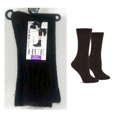 Calcetines de bota de punto con cable Hue para mujer ramita marrón OS nuevos U22287 Foto 1 de 3