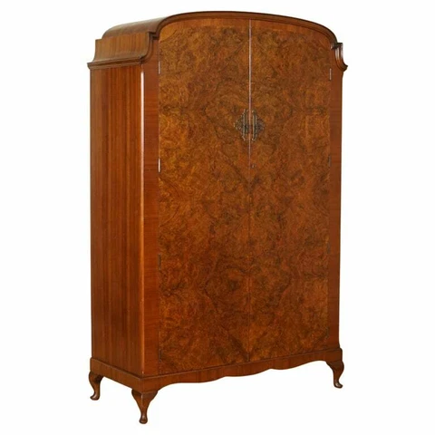 STUNNING MADE IN ENGLAND ART DECO BURR WALNUT DOUBLE WARDROBE Cover
