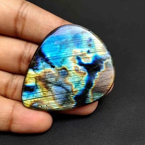 Blue Multi Flash Labradorite Cabochon Pear Natural Gemstone Loose 85 Cts #5486 - Picture 1 of 7
