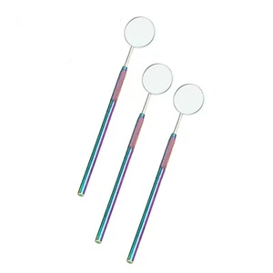 Dental Rainbow Mouth Mirror#5 3Pcs Set With Handle For Teeths Dental Instruments - Picture 1 of 3