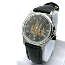 Vintage Luch Quartz Cathedral Vintage Church Men Watch Moscow Rare Black Dial