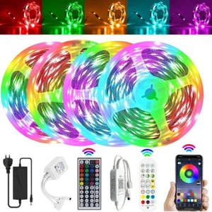 RGB LED Strip Lights 5050 Waterproof 5M 15M 20M Bluetooth IR Controller - Picture 1 of 19