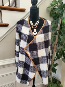 C&C California Women's Black & White Polyester Long Sleeve Open Front Jacket M - Picture 1 of 12