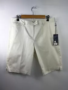 NWT Jennifer Lopez Shorts Womens Sz 10 White Dressy Notched Legs Pockets Org $48 - Picture 1 of 10