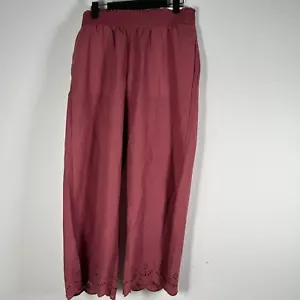 Ann Taylor Factory Petite Wide-Leg Crop Pants SP Maroon High Rise Women’s - Picture 1 of 11