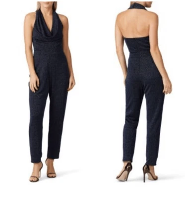 Mono Harlyn XS Azul Marino Rosa Metálico Halter Capucha Cuello Glamour Fiesta Elegante Nuevo con Etiquetas Foto 1 de 4