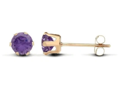 9ct Gold 1.00ct Amethyst Solitaire Stud Earrings - Image 1 of 4