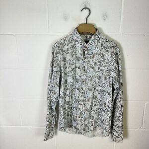Paul Smith Shirt Mens Extra Large White Floral Paisley Pattern Formal PS Cotton