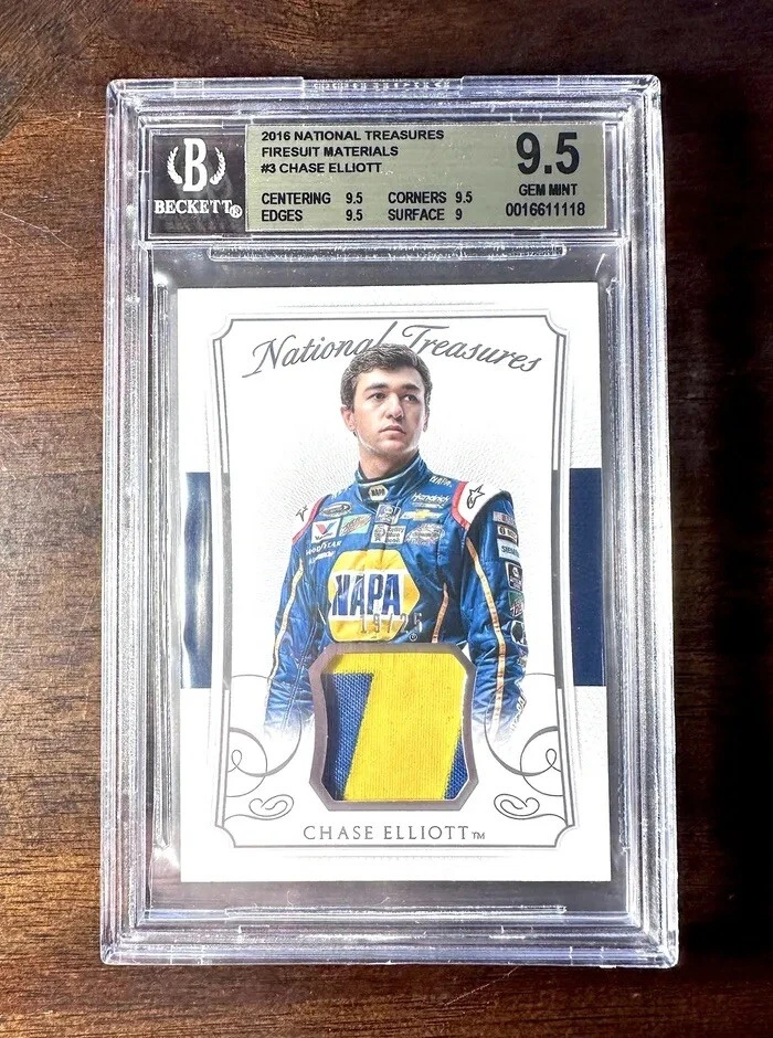 2016 Chase Elliott RC BGS 9.5 National Treasures Firesuit POP 1 Serial #/25 - Image 1 of 1