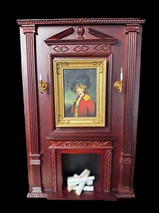 Dollhouse Miniature Cherry Wired Dressed Fireplace Hearth Bespaq Artisan Vintage - Picture 1 of 9