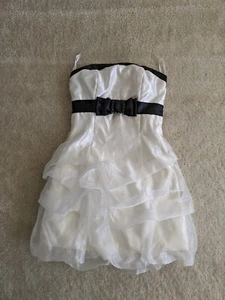 Jessica McClintock for Gunne Sax Black & White Sparkle Strapless Prom Dress - Picture 1 of 5