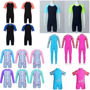 Girls Boys Full Body Cover One Piece Swimsuit UPF 50+ Rashguard Wetsuit Jumpsuit - Picture 1 of 106
