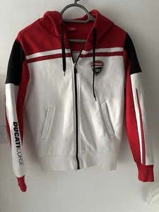 Sudadera con capucha con cremallera Ducati Corse para hombre talla XS blanca, roja y negra bolsillos cordón - Imagen 1 de 11