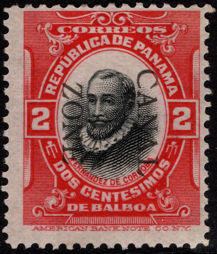 Sello de la zona del canal Scott # 27 como nuevo fino - edición de retrato de 2 centavos de carmín y negro Foto 1 de 1