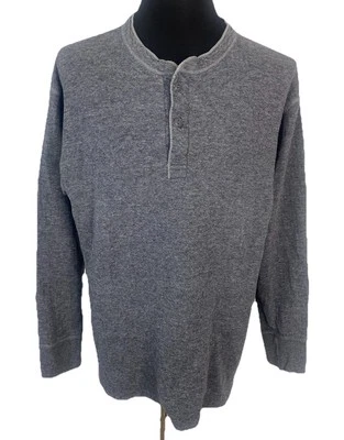 LL Bean Mens Sweater Mens XL Gray Henley River Driver  Wool Blend Item 166891 - Image 1 of 4