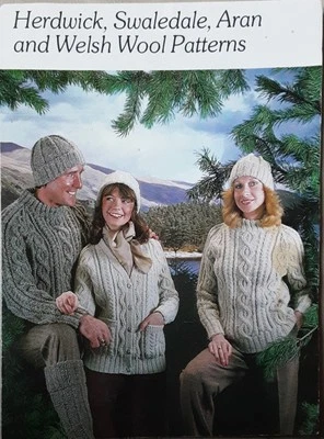 Orig Vtge Herdwick Adult Sweater Cardigan Hat & Socks 34"-44" Knitting Pattern - Image 1 of 2
