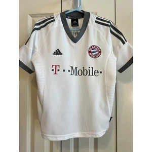 FC Bayern Munchen Jersey YOUTH Small White T-Mobile Soccer Adidas-Vintage - Picture 1 of 12