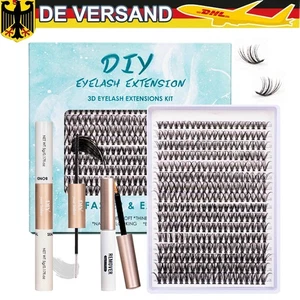 Zum Selbermachen 320 Stck. Cluster Wimpernverlängerung Kit D-Curl Mit Kleber Neu - Bild 1 von 9
