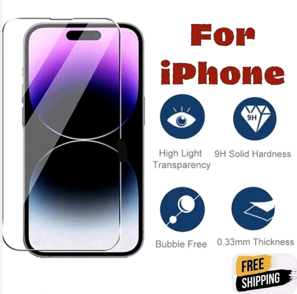 Tempered Glass Screen Protector 9H Premium  For iPhone 16 15 Plus Pro Max - Image 1 of 4
