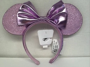 Diadema Orejas de Minnie lazo metálico brillo lavanda lila parques de Disney 2020 NUEVA - Imagen 1 de 6