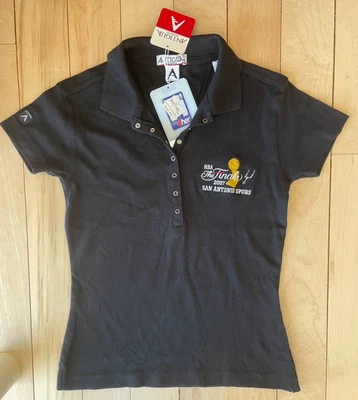 Polo T-Shirt Women's short sleeve Collared San Antonio Spurs NBA Black 4HER NWT - Image 1 of 4