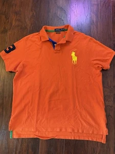 Polo Ralph Lauren Big Pony Embroidered Logo Orange Short Sleeve Shirt Mens 2XL - Picture 1 of 9