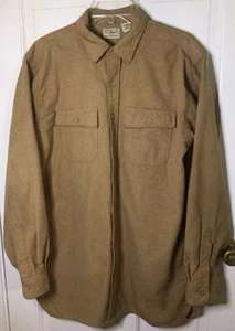 LL Bean Button Front Flannel Shirt Men’s Size Large Tall Tan Cotton Style OMT04 - Picture 1 of 23
