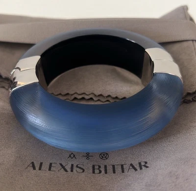 ALEXIS BITTAR Large Molten Lucite Hinge Bracelet - Blue/Silver - Image 1 of 4