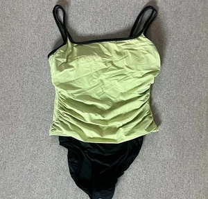 Miraclesuit Badeanzug Einteiler Damen 12 grün schwarz gerafft Bauchkontrolle gefüttert - Bild 1 von 11