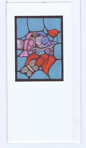 Change (Lovebirds) Unique Stained Glass Art Blank Greetings Card (Tall) - Picture 1 of 1