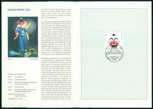 GERMANY FDC 2002/16 EUROPA CEPT CIRCUS CLOWN CLOWNS CIRQUE ZIRKUS - Picture 1 of 4