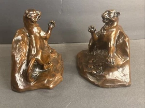 Pair Of Antique Bronzed Bookends/Lion/Signed Vieth/Numbered/Animal/France 1940 - Picture 1 of 13