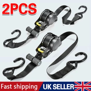 2X Retractable Auto Retract Ratchet Tie Down Strap Sealey 25mm x 3.3 Metre+Hook - Picture 1 of 9