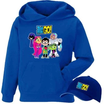 TEEN TITANS GO! FELPA TUTTE LE TAGLIE COLORI CARTONE TITANS GO CAPPELLO OMAGGIO - Image 1 of 4