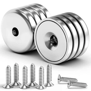 Neodymium Cup Magnets, Strong Rare Earth Magnets, 60LBS 8 Pack Round - Picture 1 of 6